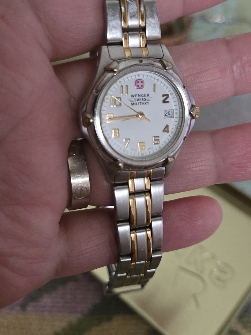 Wenger Two-Tone Silver and Gold Stainless Steel Watch with White Dial